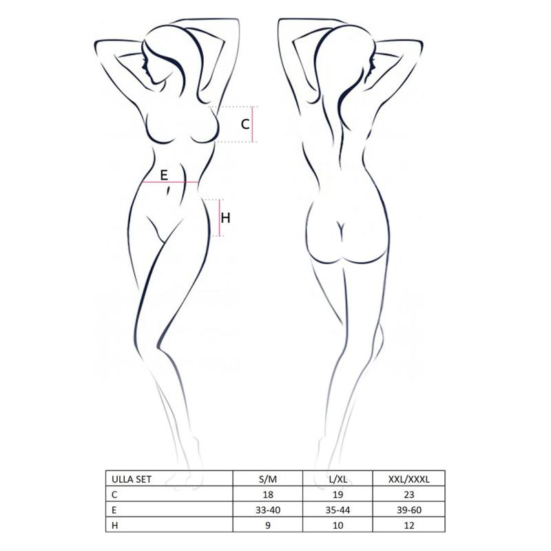 EL13903 Комплект белья ULLA SET black XXL/XXXL - Passion: полупрозрачный лиф, трусики, пояс