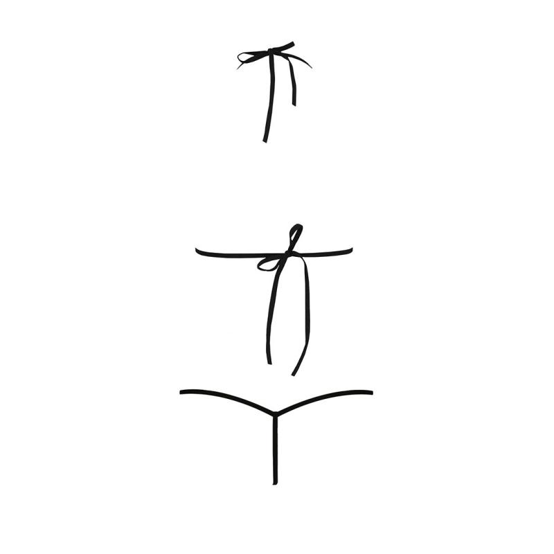 EL15903 Комплект білизни MELISSA BIKINI black XXL/XXXL - Passion: ліф зі шнурівкою і трусики стрінги