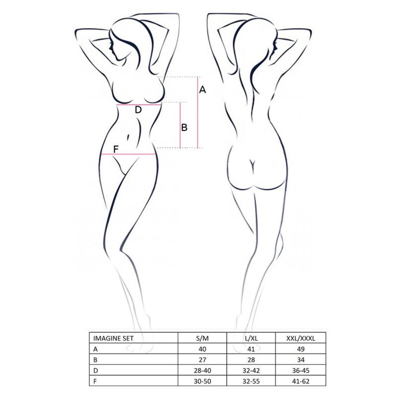 EL11701 Комплект білизни IMAGINE SET OpenBra black L/XL - Passion: ліф - міні-сорочка, трусики з оборками