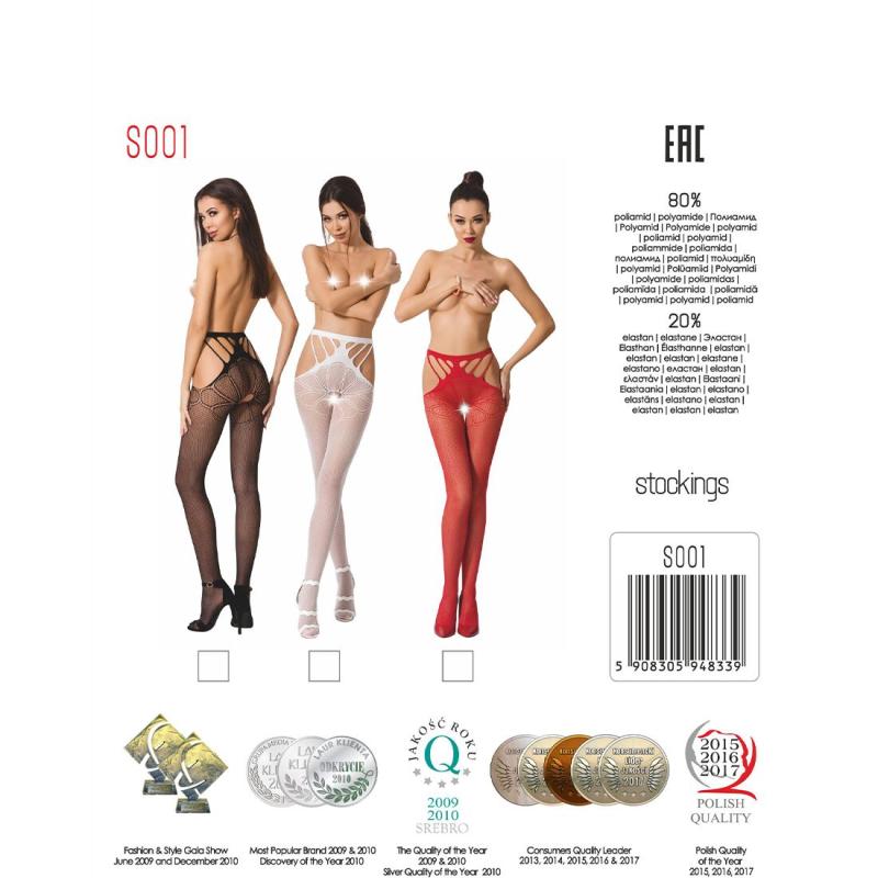 PSS001B Еротичні колготки-бодістокінг Passion S001 black,, з доступом та з відкритими стегнами