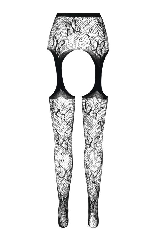 SO7085 Эротические колготки-бодистокинг Passion ECO S001 red, с доступом, декор бабочки, подвязки