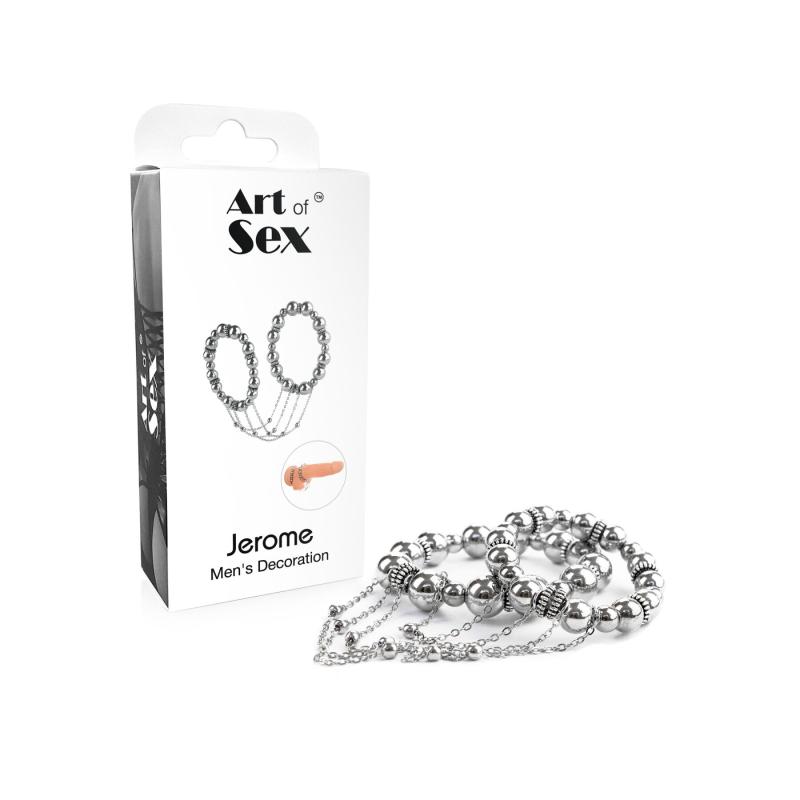 SO7447 Сексуальна прикраса на пеніс та машонку Art of Sex - Jerome, Срібло
