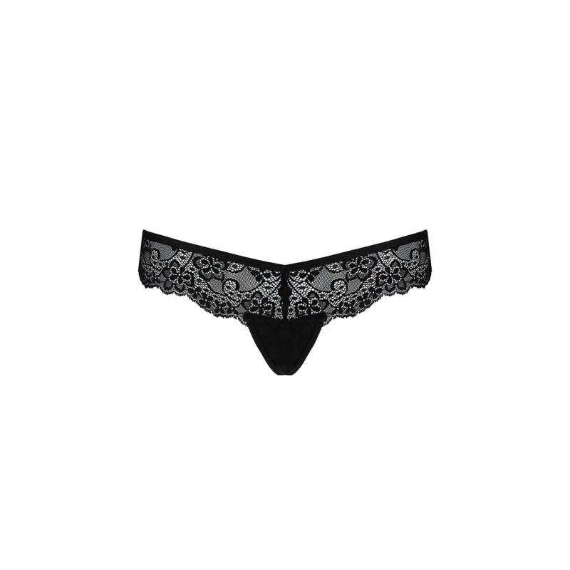SO5365 Мереживні трусики-танга з атласним бантиком Naja Thong black S/M - Passion