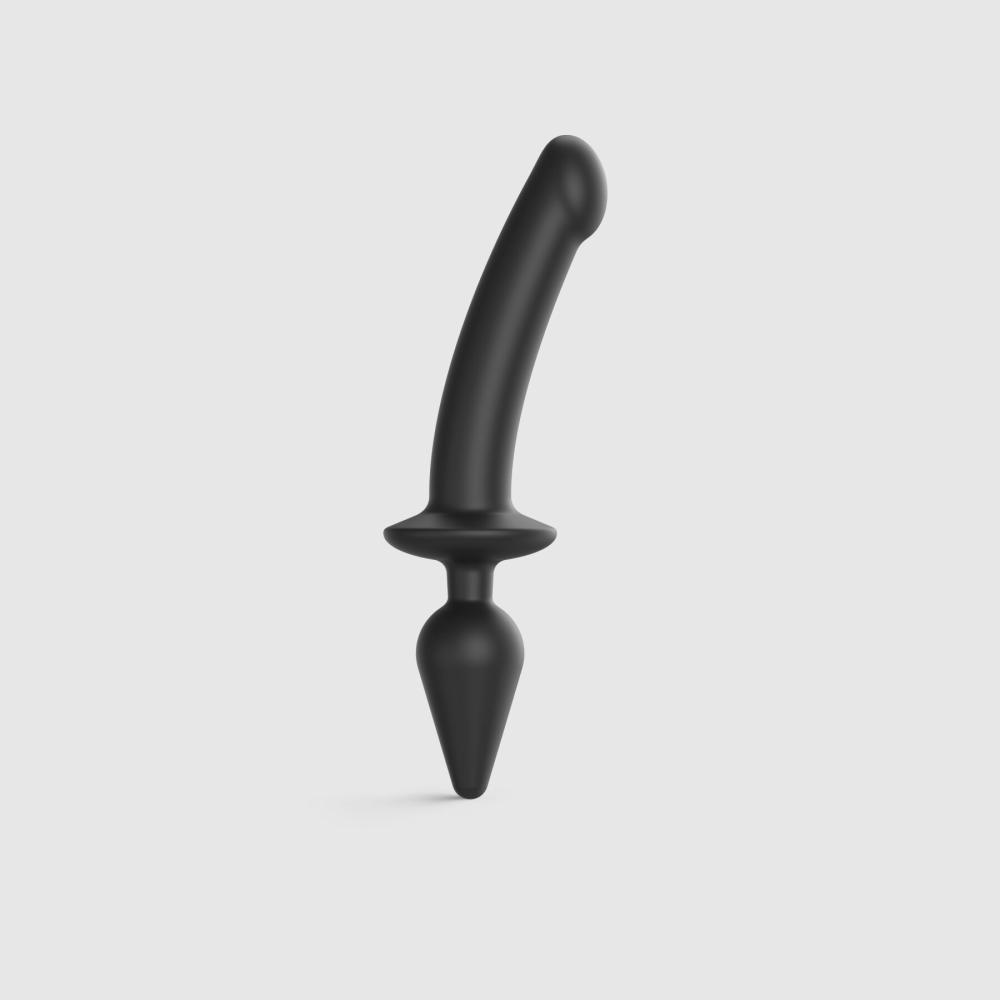 SO6831 Анальна пробка з дилдо 2в1 Strap-On-Me SWITCH PLUG-IN DILDO Black XXL, діаметр 5,2/3,9 см