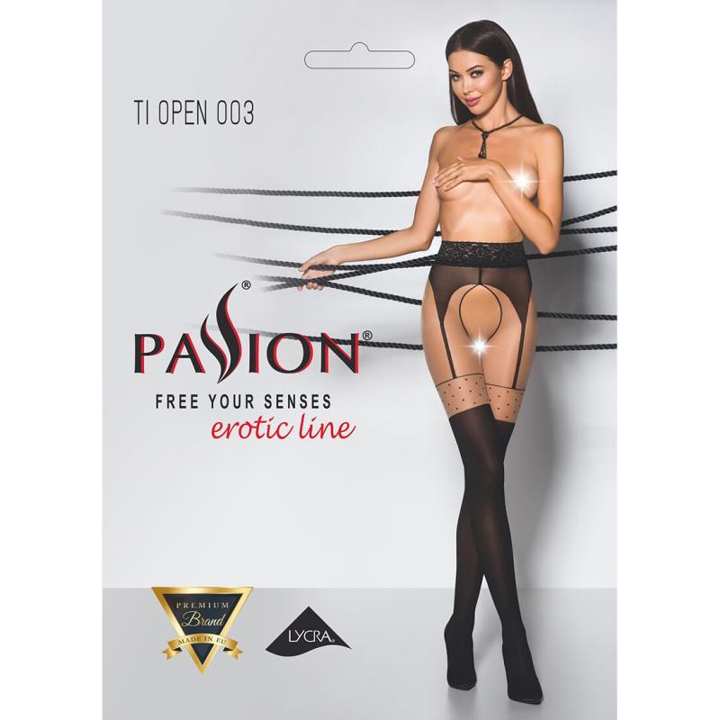 PS24505 Еротичні колготки TIOPEN 003 nero 3/4 (20/40 den) - Passion, імітація панчох і пояса