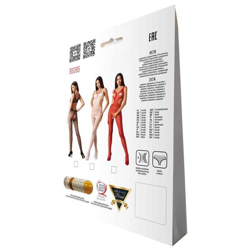 SO4746 Еротичний бодістокінг з малюнком Passion BS085 white