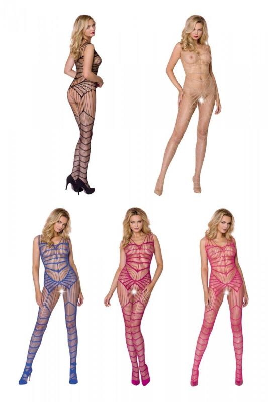 SO5331 Чорний ажурний бодістокінг зі складним вертикальним плетінням Casmir CA004