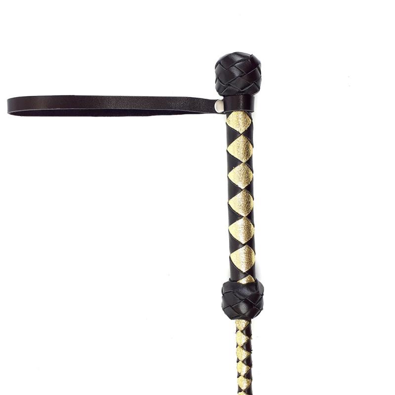 SO5171 Стек класичний, натуральна шкіра 75 см, чорно-золотий