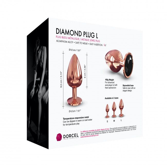 SO5530 Металлическая анальная пробка с украшением в виде кристалла Dorcel - Diamond Plug Rose Gold L