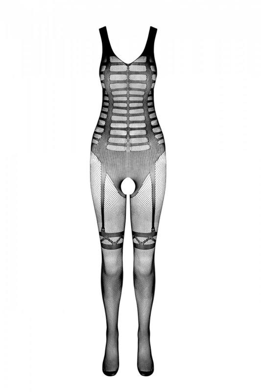 SO5333 Сітчастий чорний бодістокінг-боді з симетричним малюнком Casmir CA005
