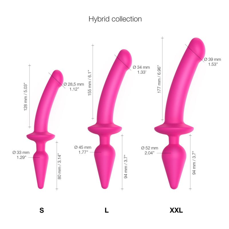 SO6829 Анальна пробка з дилдо 2в1 Strap-On-Me SWITCH PLUG-IN DILDO Fuchsia L, діаметр 4,5/3,4 см