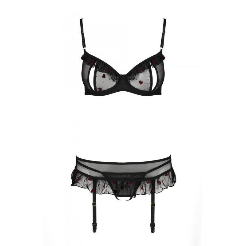 SO4778 Сексуальний комплект з поясом для панчіх LOVELIA SET black S/M - Passion