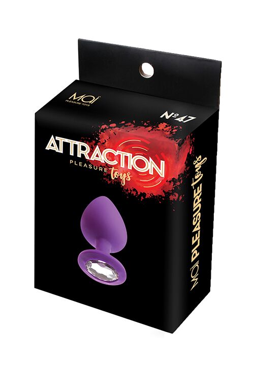 SO4625 Анальна пробка з кристалом MAI Attraction Toys №47 Purple, довжина 7см, діаметр 2,8 см