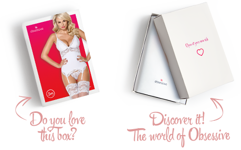 SO7158 Сатиновий мереживний корсет Obsessive 810-COR-2 babydoll & thong S/M, білий, корсет, танга