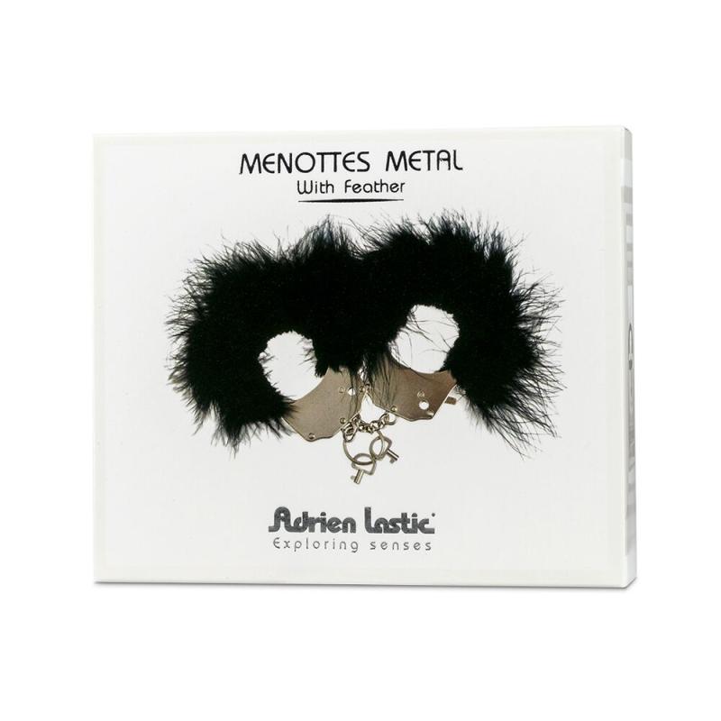 AD30301 Наручники металеві Adrien Lastic Handcuffs Pink з рожевою пухнастою обробкою