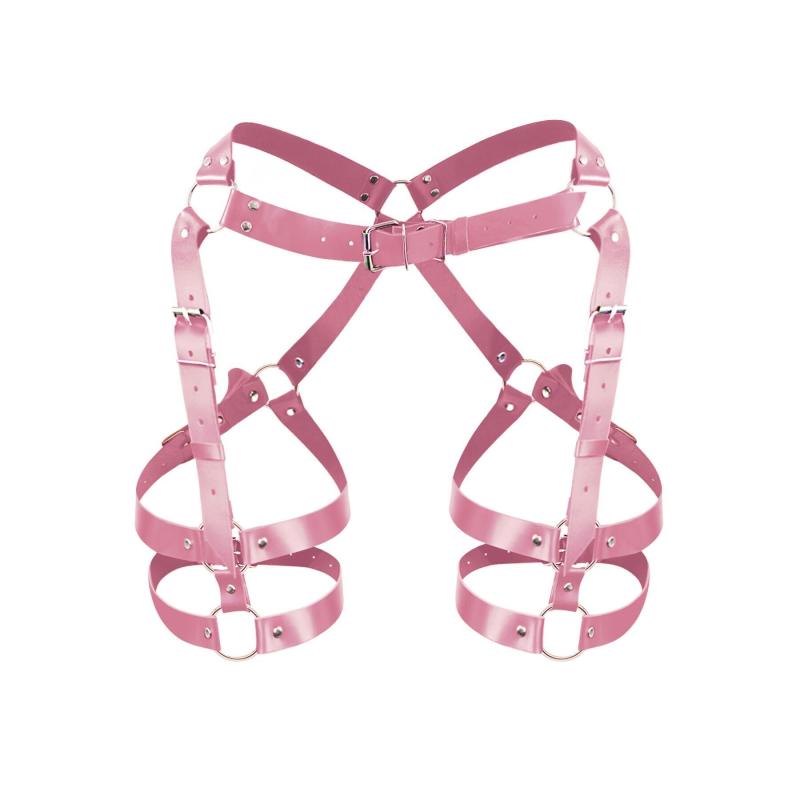 SO7764 Гартери Art of Sex Claire, натуральна шкіра, розмір L-2XL, колір рожевий