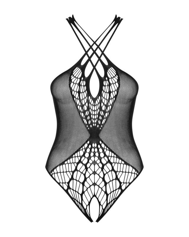 SO7206 Бодістокінг з великою та дрібною сіткою Obsessive B118 teddy S/M/L, чорний, з доступом