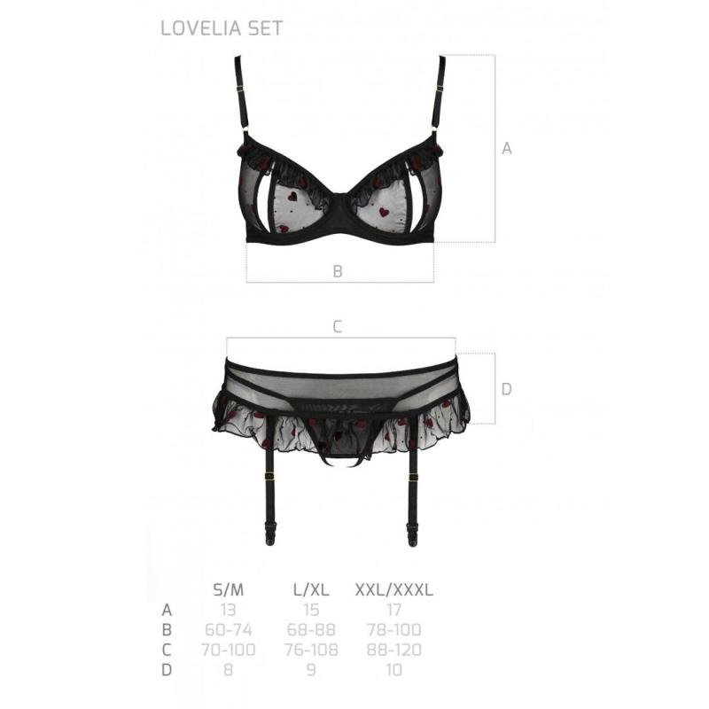 SO4777 Сексуальний комплект з поясом для панчіх LOVELIA SET black L/XL - Passion