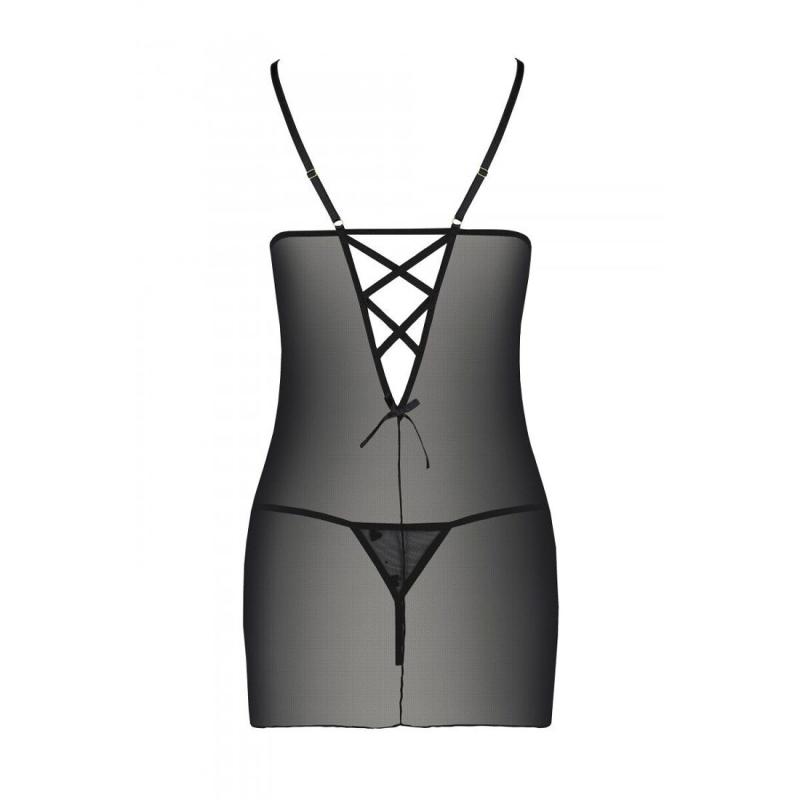 SO4761 Сорочка с вырезами на груди + стринги LOVELIA CHEMISE black XXL/XXXL - Passion