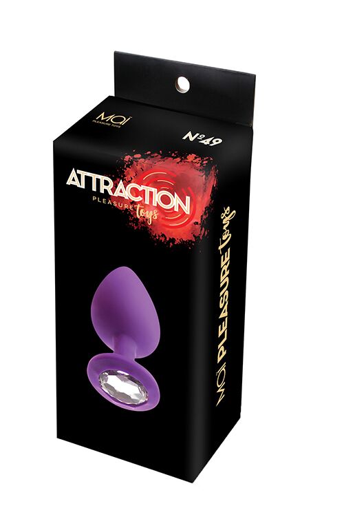 SO4629 Анальна пробка з кристалом MAI Attraction Toys №49 Purple, довжина 9,5 см, діаметр 4 см