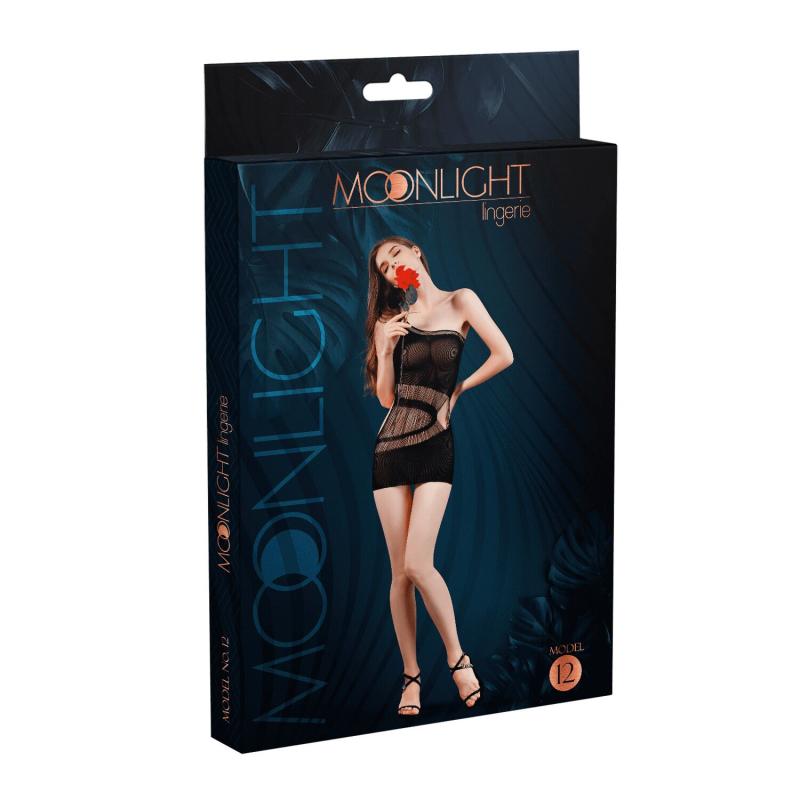 SO6345 Мінісукня на одне плече Moonlight Model 12 XS-L Black, вертикальна бахрома