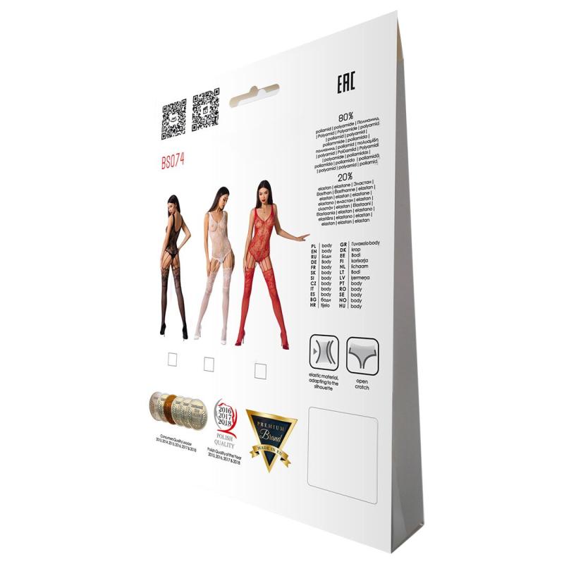 SO4148 Ажурний бодістокінг з імітацією панчіх Passion BS074 red