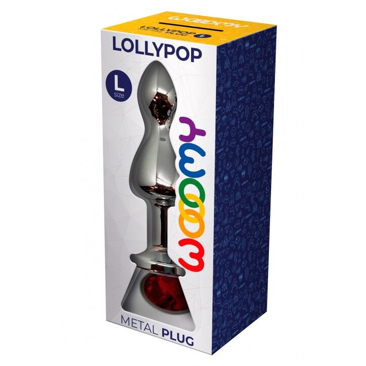 SO7420 Металева анальна пробка Wooomy Lollypop Double Ball Metal Plug Red L діаметр 3,5 см, довжина 10,5 см