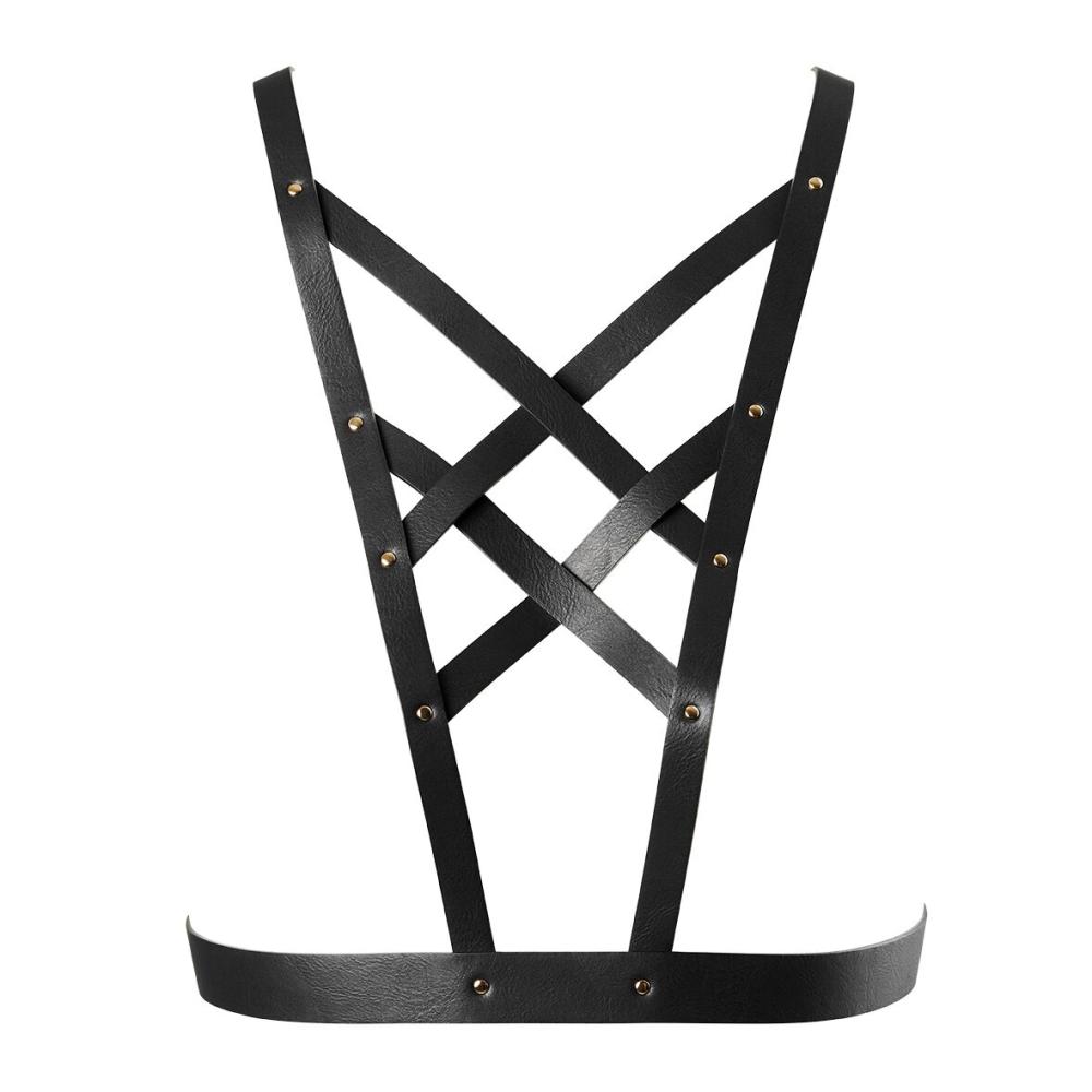 SO5915 Портупея з екошкіри Bijoux Indiscrets Maze – Cross Cleavage Harness Black