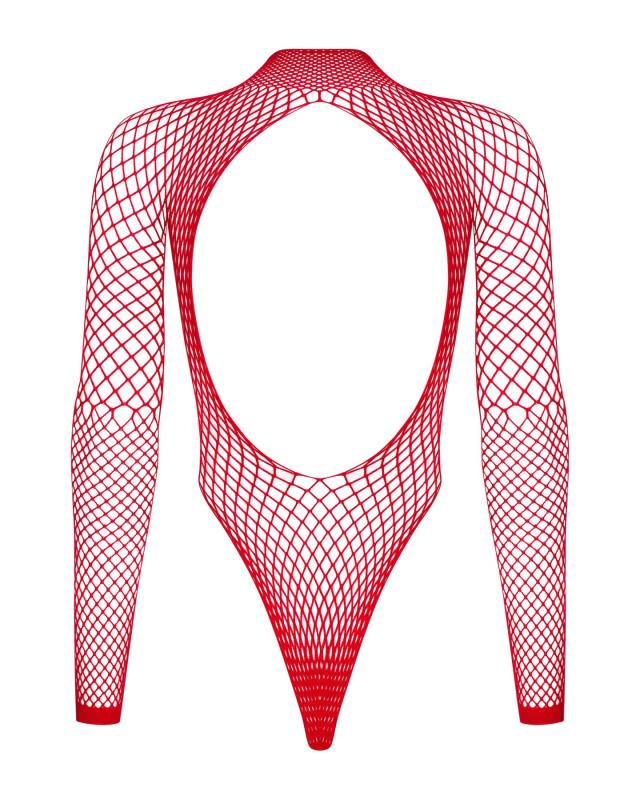 SO7211 Сітчастий бодістокінг із довгим рукавом Obsessive B126 teddy red S/M/L, червоний