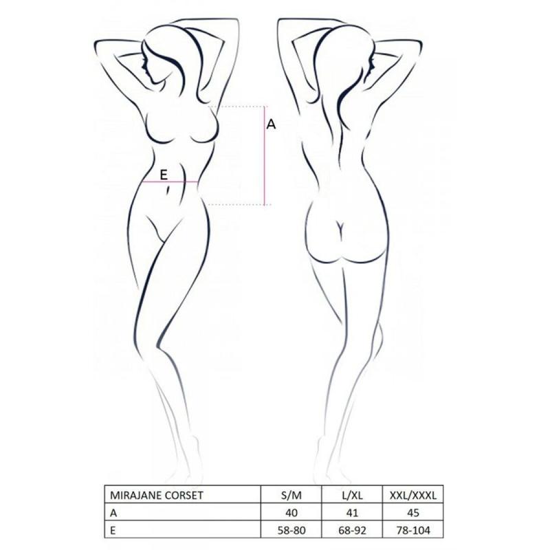 PS26408 Полупрозрачный корсет Passion Exclusive Mirajane Corset S/M, черный