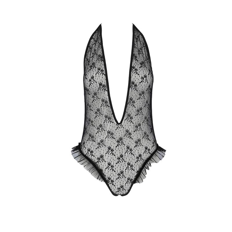 EL15701 Боді монокіні з глибоким декольте OTAVIA BODY black L/XL Passion