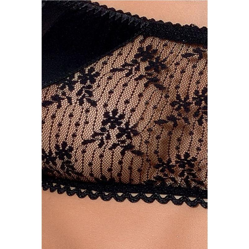 PS23106 Комплект білизни PETRA SET black L/XL — Passion Exclusive: стрінги, широкий пояс, ліф-топік