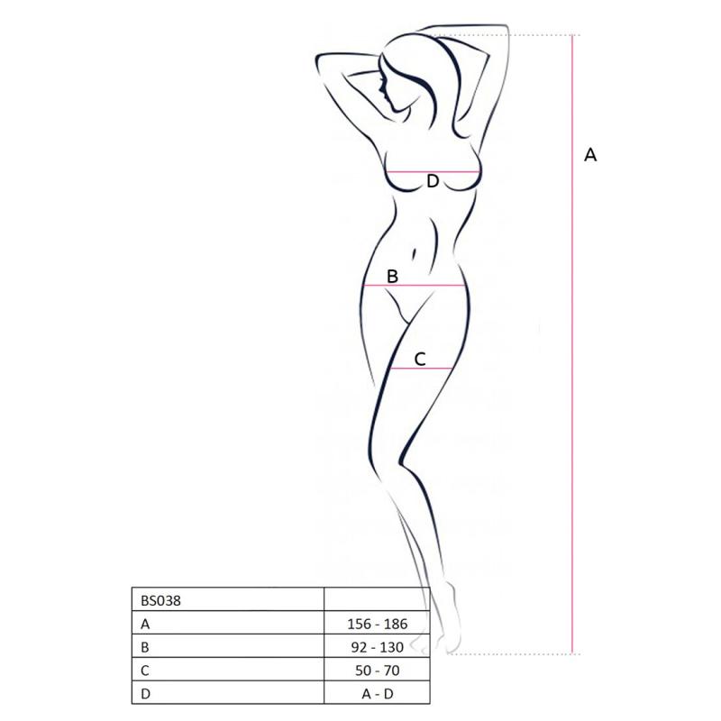 PBS038W Бодістокінг Passion BS038 white, комбінезон, імітація панчох і пояса