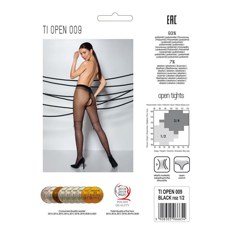 SO5800 Колготки с открытым доступом, имитация ботфорт TIOPEN 009 black 3/4 (20 den) — Passion