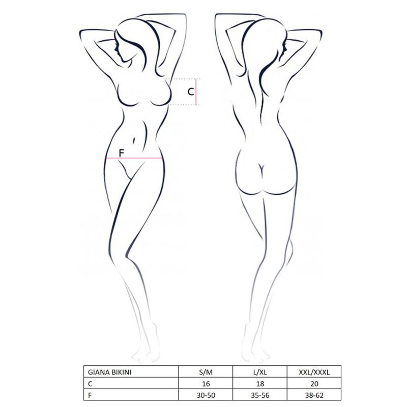 EL15105 Комплект білизни GIANA BIKINI white S/M - Passion: напівпрозорі ліф і трусики з бантиками