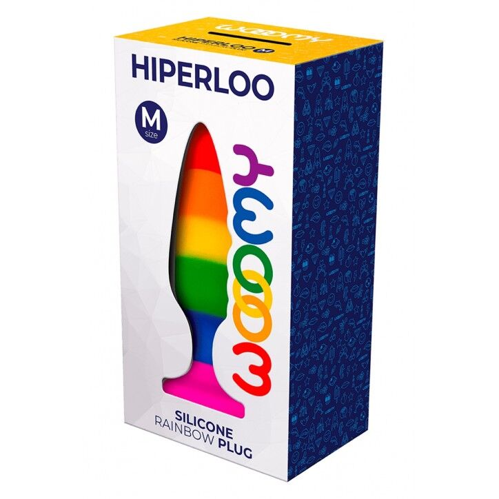 SO7435 Силіконова анальна пробка Wooomy Hiperloo Silicone Rainbow Plug M, діаметр 2,9 см, довжина 11 см