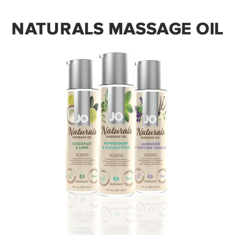 SO6166 Масажна олія System JO - Naturals Massage Oil - Peppermint & Eucalyptus з натуральними ефірними олія