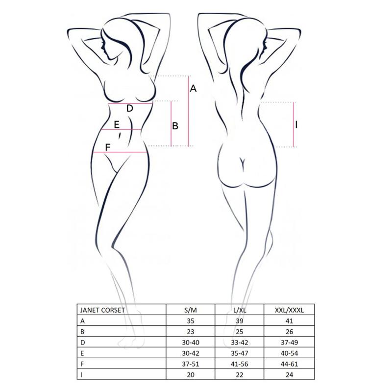 EL11806 Корсет с пажами JANET CORSET white XXL/XXXL - Passion, трусики, полупрозрачный