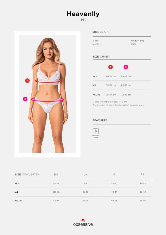 SO8172 Еротичний комплект Obsessive Heavenlly 2-pcs set XS/S, бюстгальтер і танга