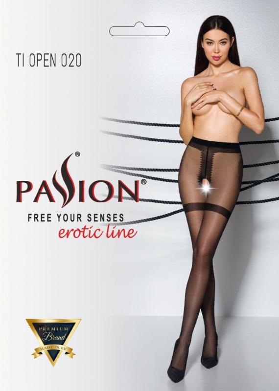 SO8495 Колготки с открытым доступом, имитация чулок Passion TIOPEN 020 black 3/4 (20 den)