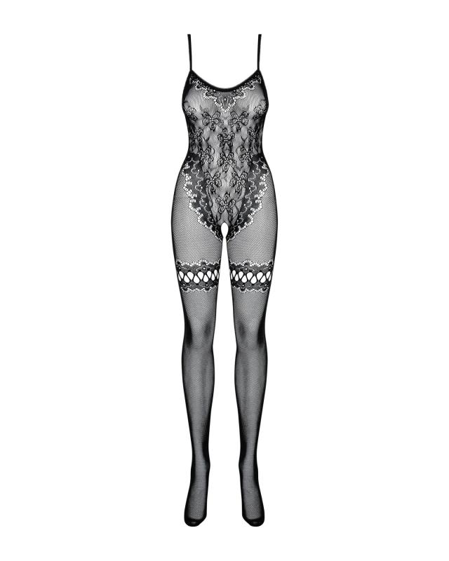 SO7223 Бодистокинг Obsessive Bodystocking F213 XL/XXL, имитация кружевного боди и резинки для чулок