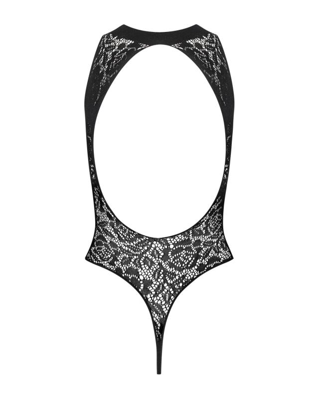 SO7213 Ажурный бодистокинг с эффектом шнуровки Obsessive B129 teddy black S/M/L, черный, с доступом