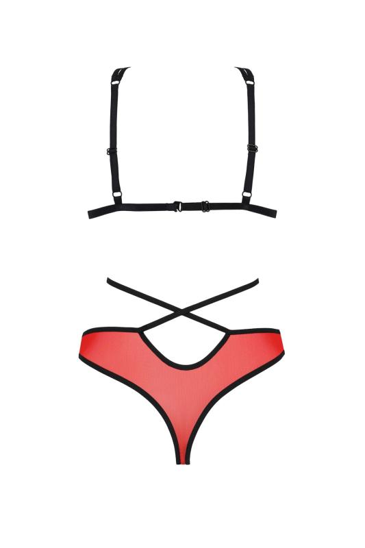 SO8468 Комплект білизни Passion PEONIA SET XXL/XXXL red, бра, трусики