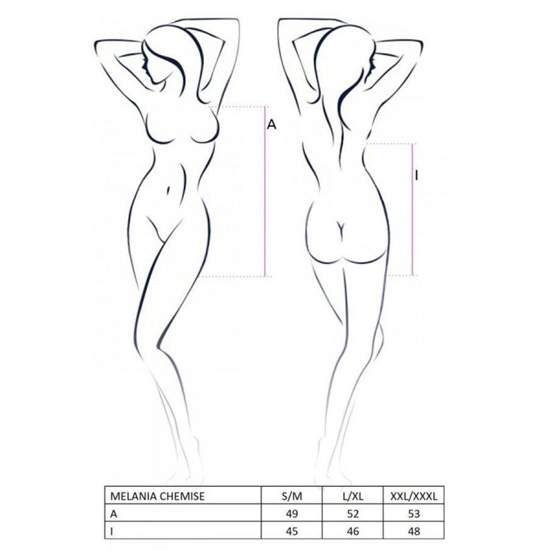 EL16304 Сорочка прозора бебі дол MELANIA CHEMISE black L/XL - Passion, трусики, на тонких бретелях