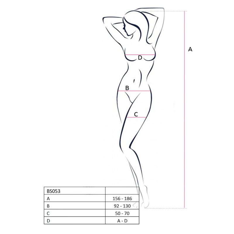 PBS053W Бодістокінг Passion BS053 white, комбінезон, імітація панчох і пояса