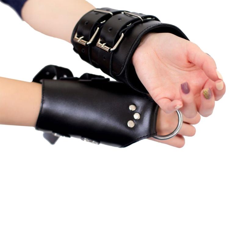 SO5183 Манжети для підвісу за руки Kinky Hand Cuffs For Suspension з натуральної шкіри, колір чорний