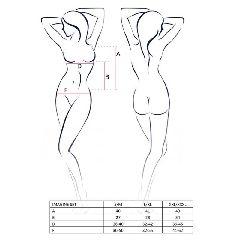 EL11703 Комплект білизни IMAGINE SET OpenBra black XXL/XXXL - Passion: ліф - міні-сорочка, трусики з оборкам