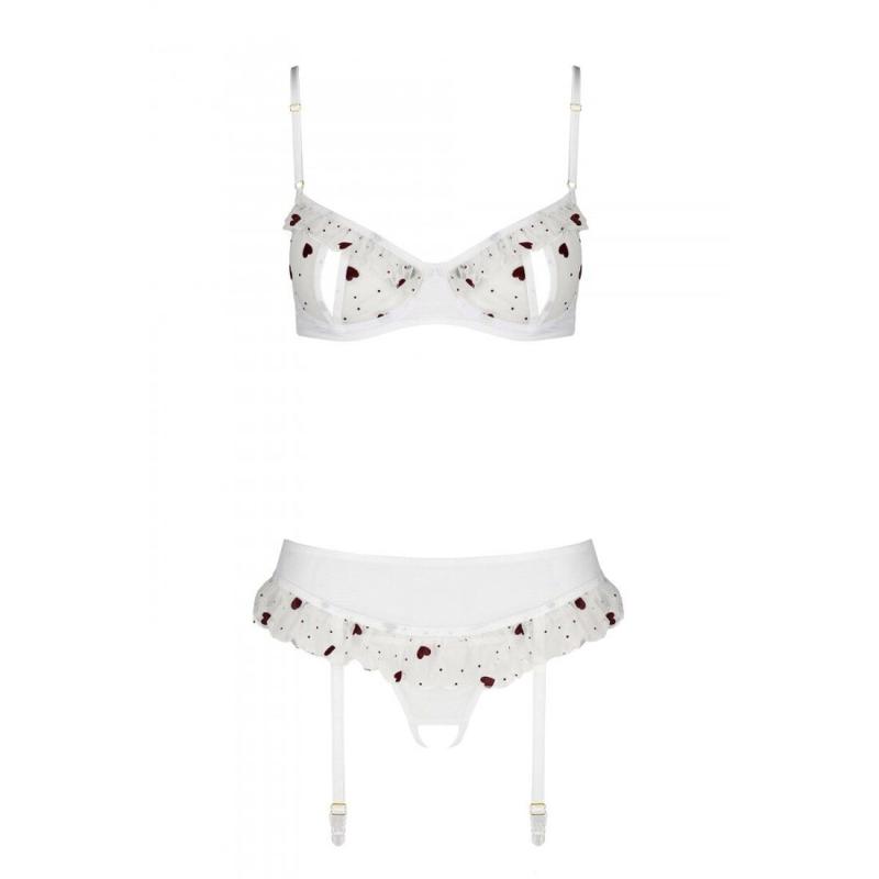 SO4781 Сексуальний комплект з поясом для панчіх LOVELIA SET white S/M - Passion