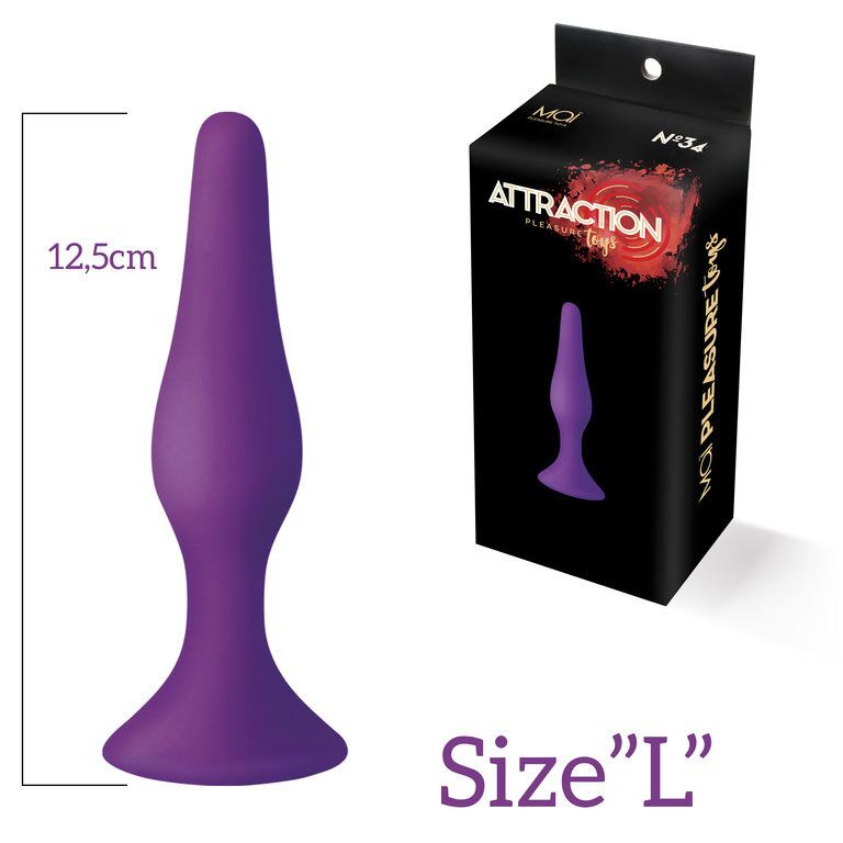 SO5009 Анальна пробка з присоскою MAI Attraction Toys №34 Purple, довжина 12,5см, діаметр 3,2 см