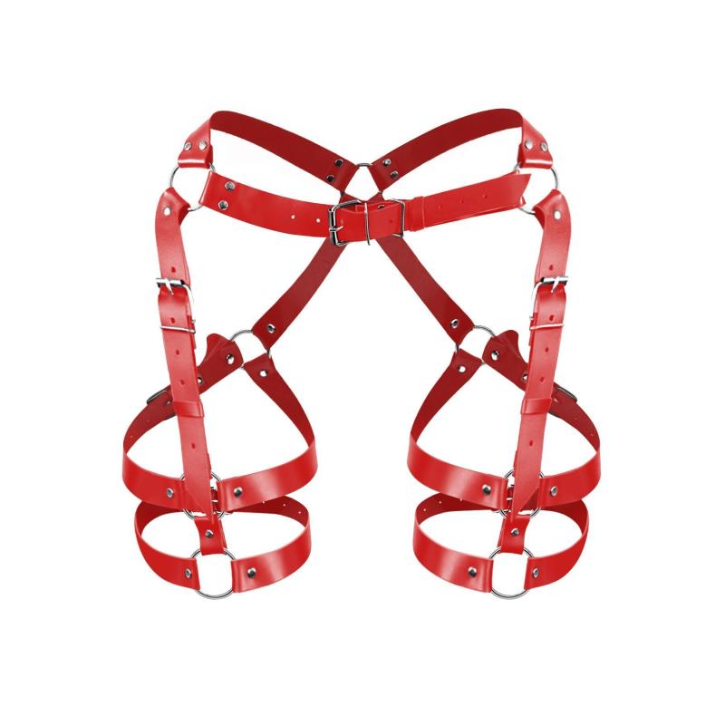 SO7652 Гартери Art of Sex Claire, натуральна шкіра, розмір L-2XL, колір червоний